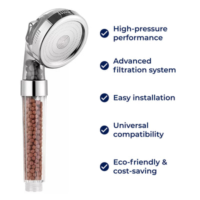 AquaBoost | High‑Pressure Handheld Shower Head – Pressure‑Boost Spray – Low‑Pressure