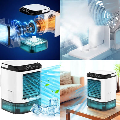 CoolEase | Portable Air Cooler – Quiet 12W Cooling Fan – 900ml Tank – Energy Saving – Bedroom Desk Use – Fast Cooling – Sleep Comfort