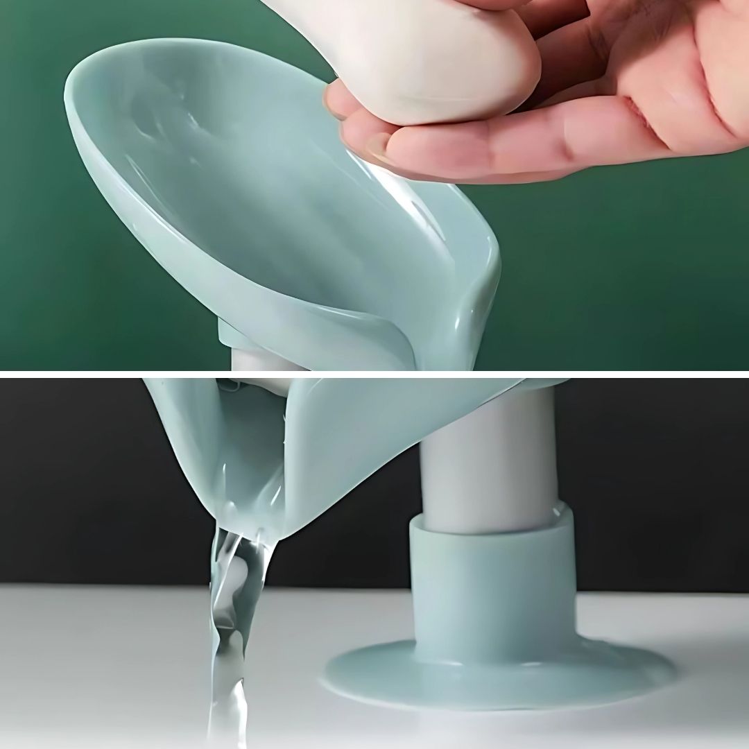LeafDry | Self-Draining Soap Holder – Keep Soap Dry – Strong Suction Cup – No Drill Mount – Hygienic Bathroom & Shower Storage Solution