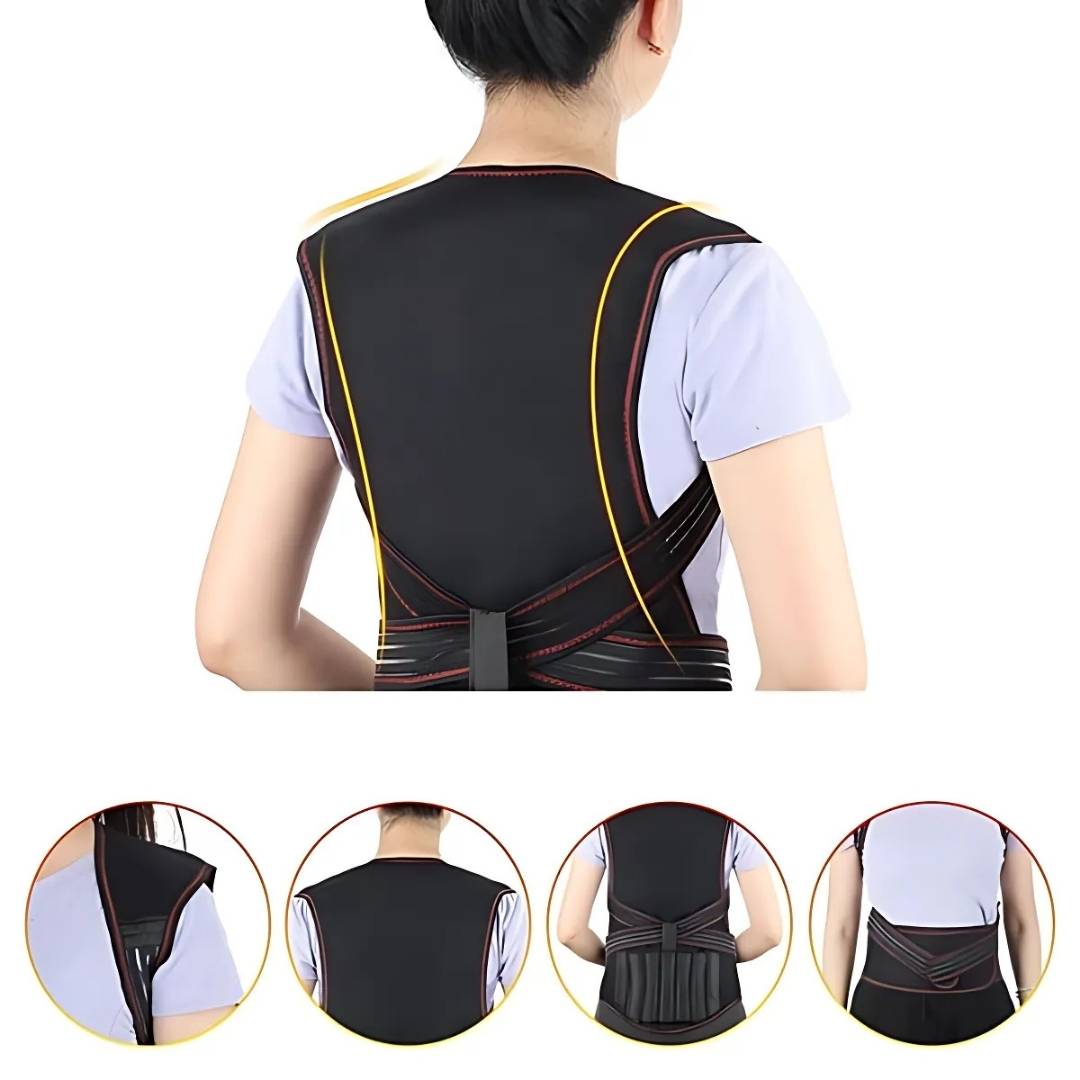 MagniTherm Self-Heating Back Support | Adjustable Heated Posture Corrector - Back Pain Relief - Posture Improvement