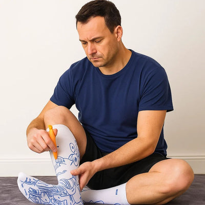 ReflexEase | Reflexology Socks – Printed Map & Tool – Breathable Split‑Toe Fabric – Home Stress Relief & Foot Fatigue Recovery