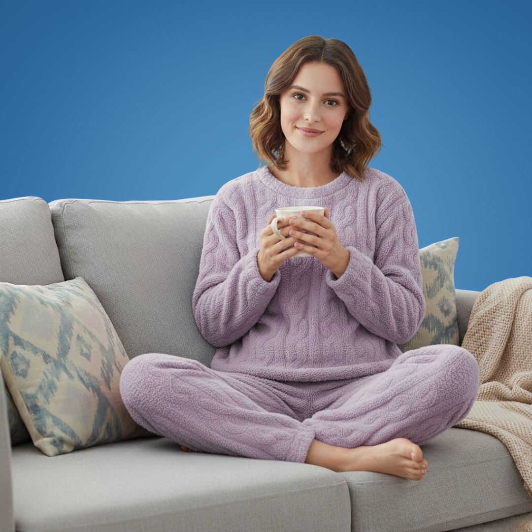 CosyAura | Warm Flannel Pyjamas – Thermal Insulation – Extra-Thick Soft Fabric – Women’s Winter Loungewear for Cosy Sleep and Warm Comfort