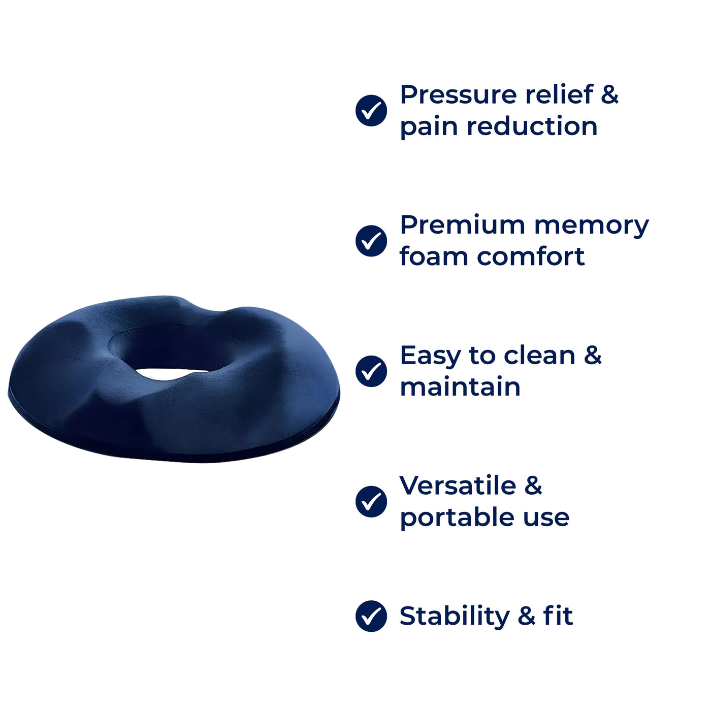 SitRelief | Donut Seat Cushion – Tailbone & Haemorrhoid Relief – Memory Foam – Washable Cover – Office, Travel, Postpartum Use