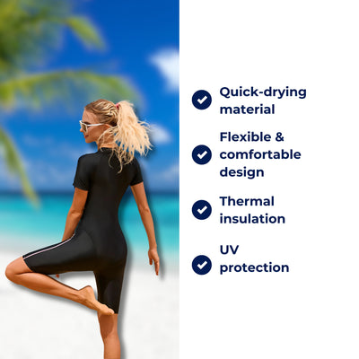 AquaFlow Women's One-Piece Shorty Wetsuit – Thermal and UV Protection for Surfing Snorkeling Kayaking and Swimming