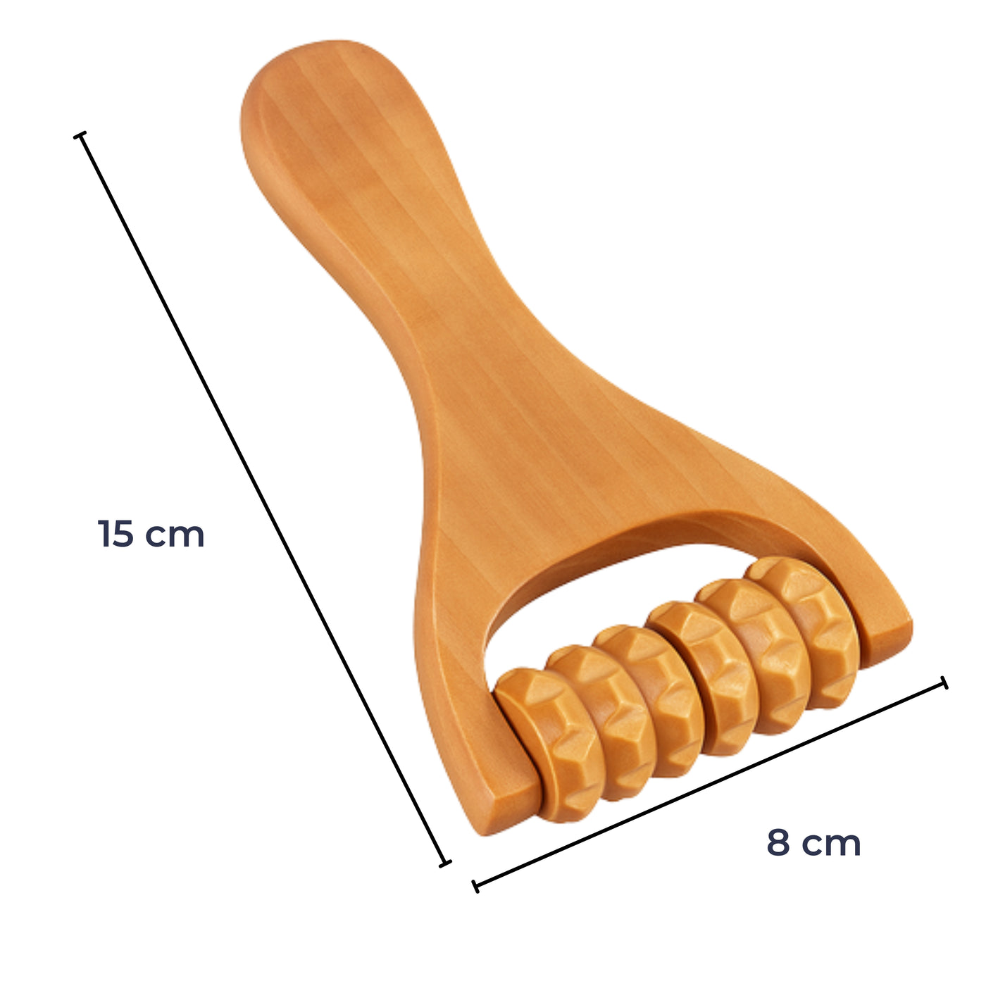 WoodEase | Handheld Massage Roller – Deep Muscle Relief – Natural Wood Finish – Back Legs & Arms