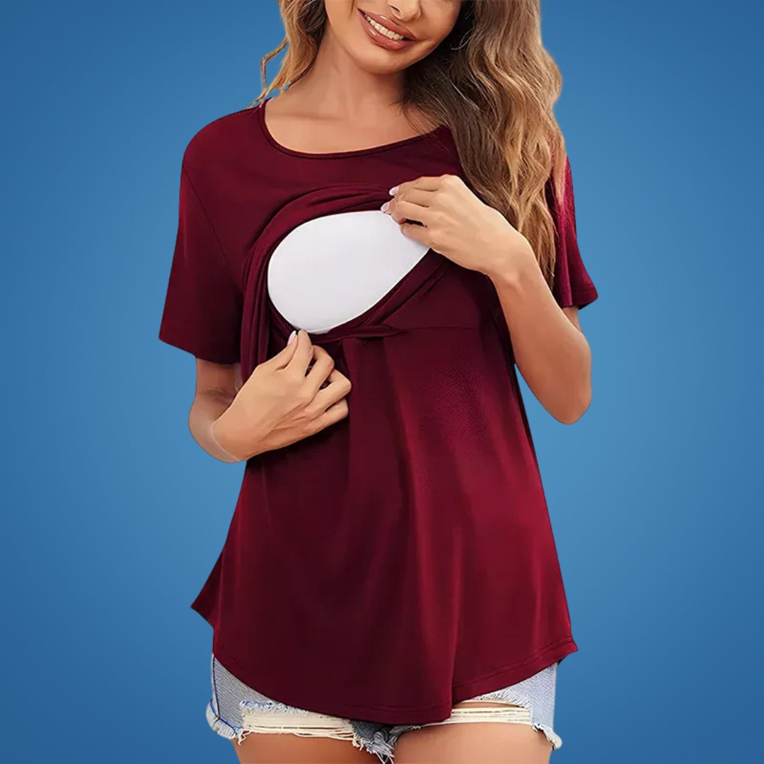 FeedFlow | Nursing Top – Discreet Openings – Stretchy Cotton Comfort – Postpartum & Public Feeding