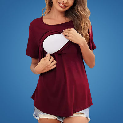 FeedFlow | Nursing Top – Discreet Openings – Stretchy Cotton Comfort – Postpartum & Public Feeding