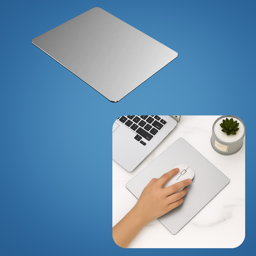 AlumaGrip | Aluminium Mouse Pad – Precision Glide – Rigid Aluminium – Non-Slip Stability – Durable Easy-Clean Surface – Work & Gaming Use