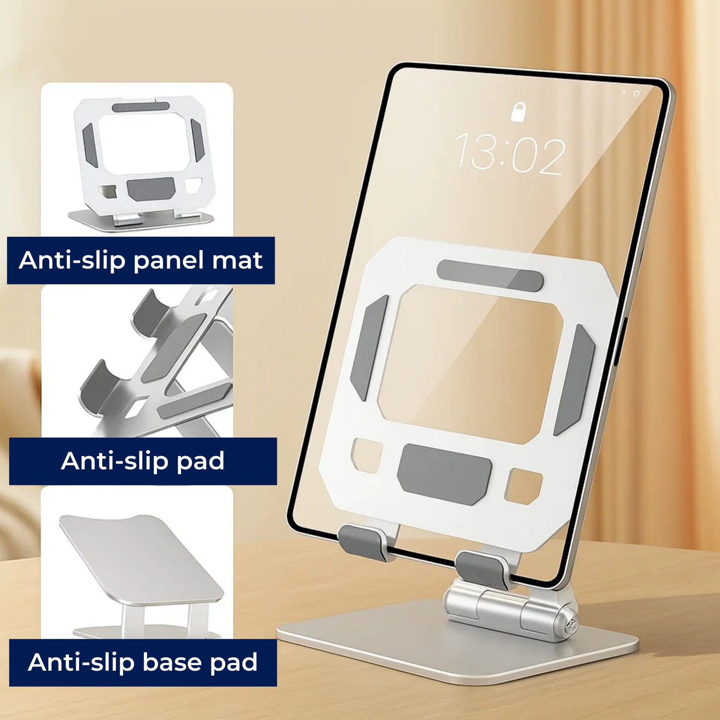 DeskEase | Adjustable Tablet Stand – Ergonomic Comfort – Foldable Anti‑Slip Design – Ideal for Work, Study, Travel & Video Calls