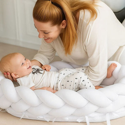 SnugNest | Braided Cot Bumper – Breathable Cotton – Soft Cushioning – Newborn Nursery Safety