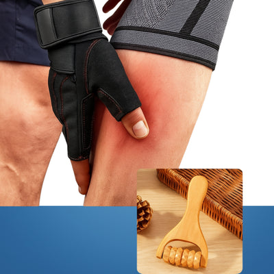 WoodEase | Handheld Massage Roller – Deep Muscle Relief – Natural Wood Finish – Back Legs & Arms