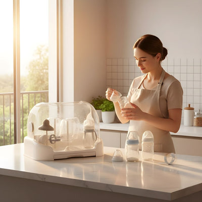 DryaCare | Baby Bottle Drying Rack – High Capacity Holds Many Bottles – Dust-Cover Lid – Hygienic Fast Drying Keeps Bottles Germ-Free