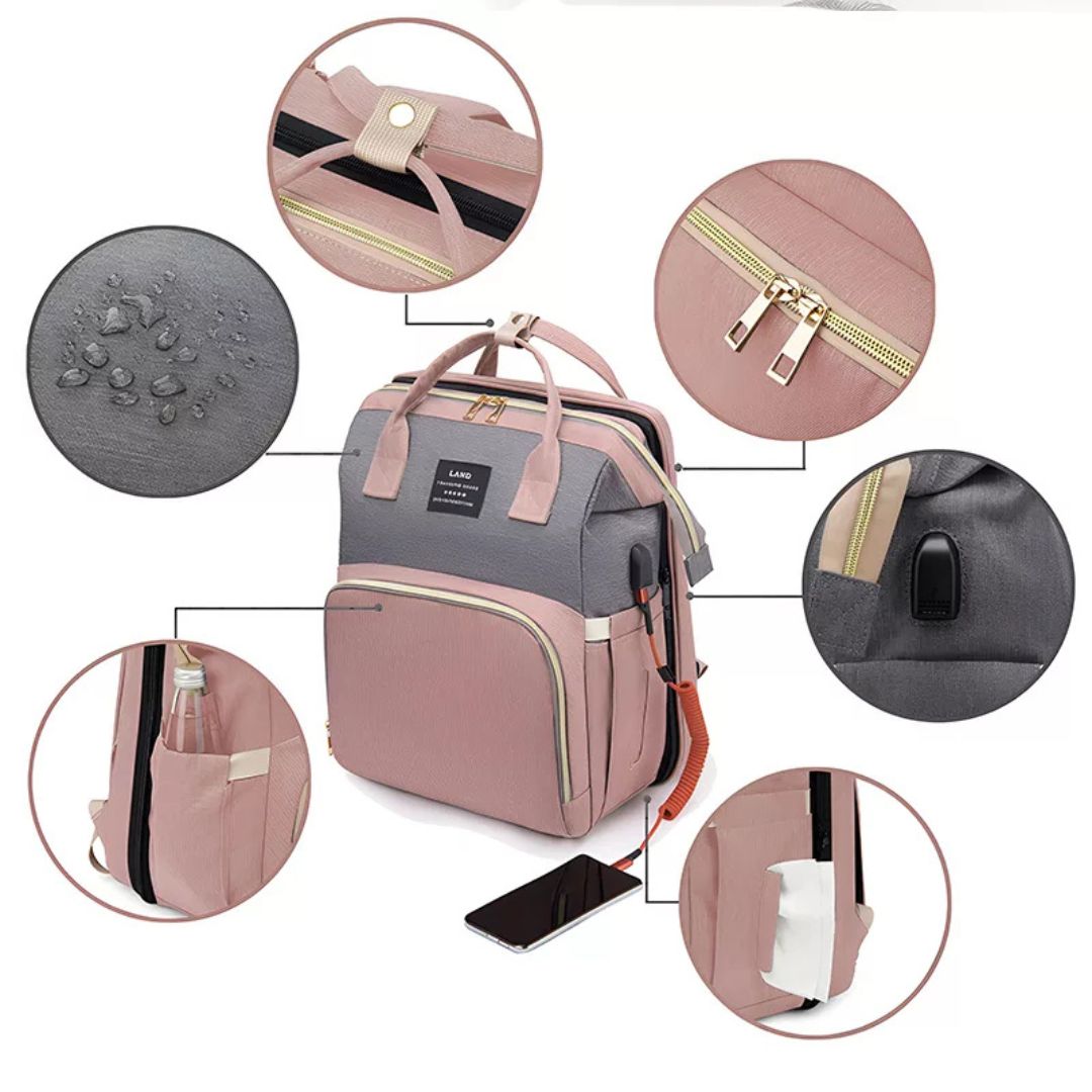 BabyVoyage | Foldable Baby Travel Cot – Waterproof Design – USB Charging Port – Ideal for On-the-Go Parents