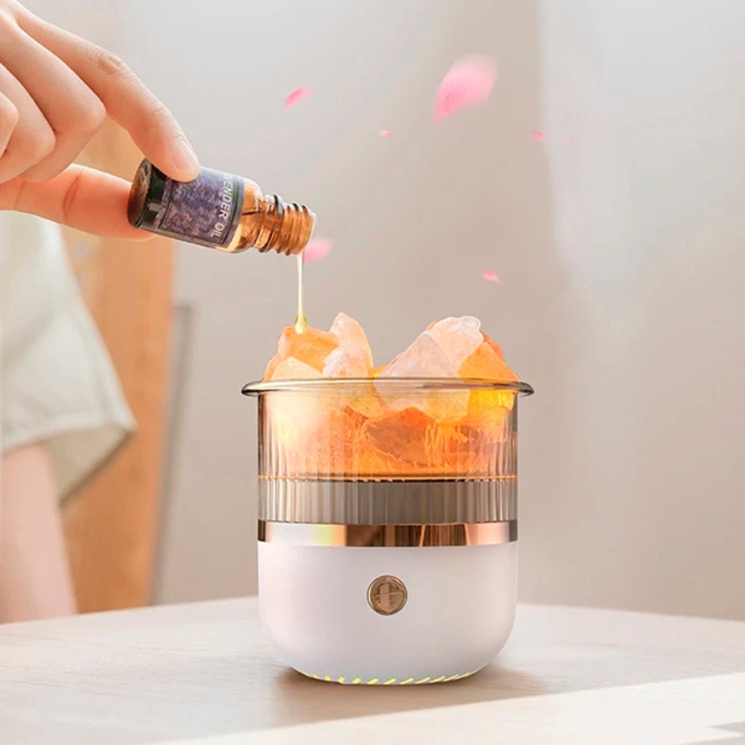 SereniGlow Crystal Salt Humidifier | USB Aroma Diffuser – Night Light & Air Purifier – For Relaxation, Stress Relief & Improved Air Quality