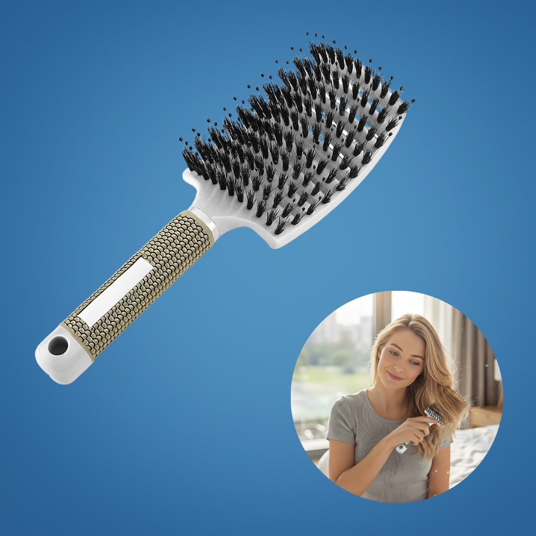 GleamGlide | Detangling Hair Brush – Quick Knot‑Free Detangling – Nylon Bristles with Scalp Massage Tips – For Thick or Curly Hair