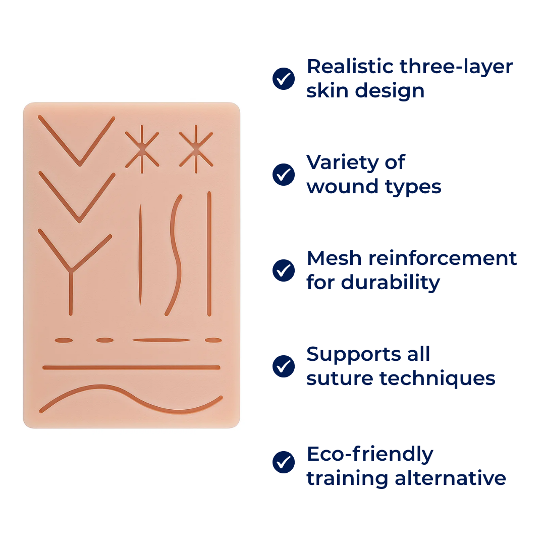 SuturePro | Suture Practice Pad – Realistic 3-Layer Silicone – Compact & Reusable – Medical Student Trainer for Confident Skill Practice