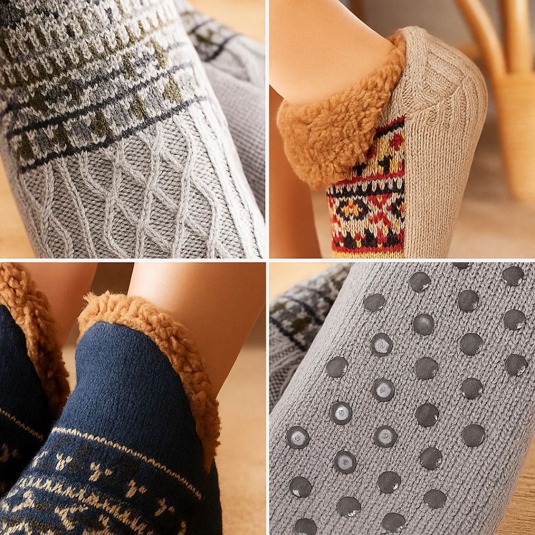 CosyNest | Thermal Slipper Socks – Fleece Lined – Non-Slip Grip – Stay Warm and Steady – Ultimate Comfort and Safety for Cold Floors
