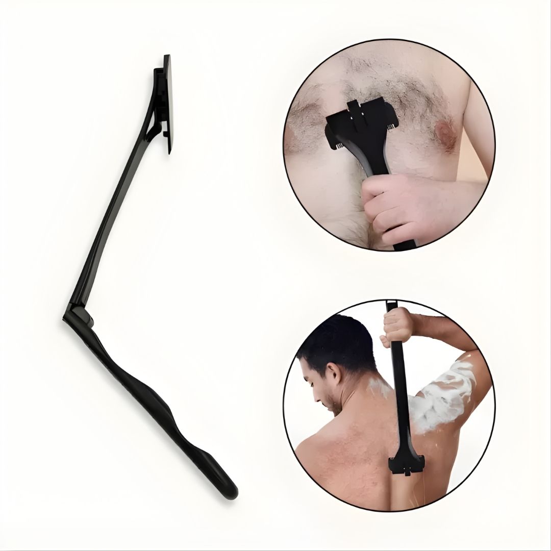 BackEase | Back Hair Shaver – Extra-Long Handle Reach – Sharp Stainless Blades – Smooth Pain-Free Shave – Effortless DIY Grooming for Men