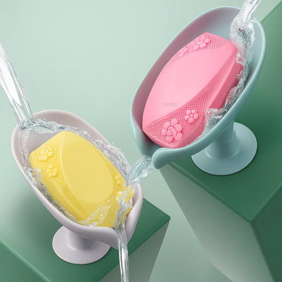 LeafDry | Self-Draining Soap Holder – Keep Soap Dry – Strong Suction Cup – No Drill Mount – Hygienic Bathroom & Shower Storage Solution