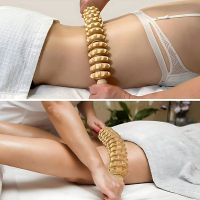 LymBalance | Lymphatic Drainage Roller – De-Puffing Anti-Cellulite Wood Massager – Skin Smoothing Pain Relief – Home Body Sculpting Tool