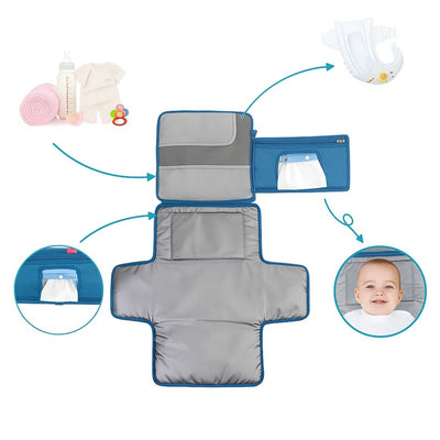 NappyEase | Portable Changing Mat – Waterproof – Foldable with Pockets – Easy Clean Comfort – Stress-Free Travel for Parents & Babies