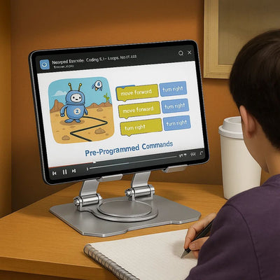 DeskEase | Adjustable Tablet Stand – Ergonomic Comfort – Foldable Anti‑Slip Design – Ideal for Work, Study, Travel & Video Calls