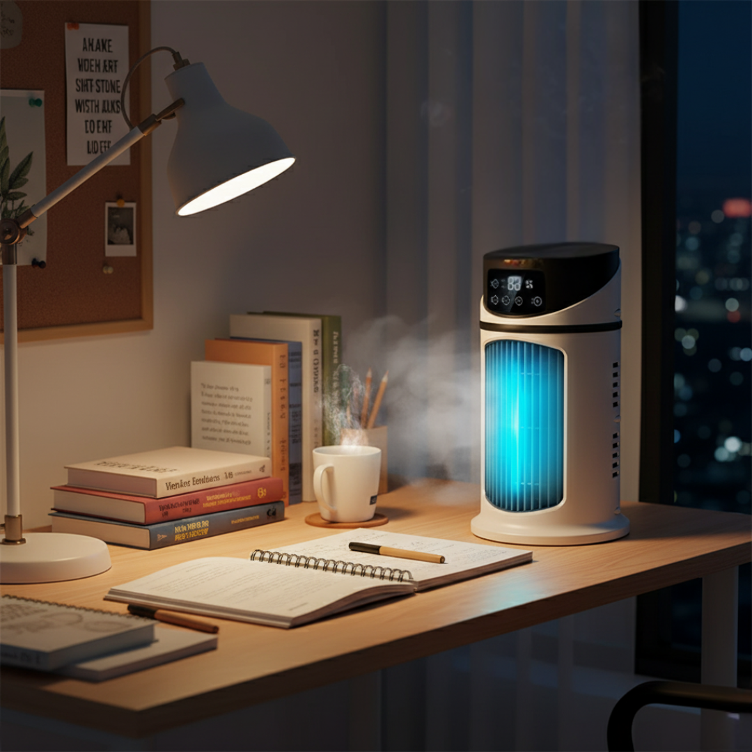 Aeromist | Portable Air Cooler Humidifier – Rapid Cooling – USB 5V – 300ML Water Tank – Quiet Operation for Desk and Home Use