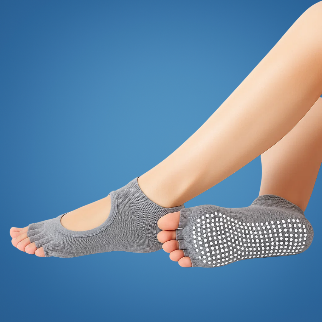 FlowGrip | Non-Slip Yoga Grip Socks – Open-Toe & Breathable – Rubberised Sole for Women – Stability Balance Comfort in Yoga & Pilates
