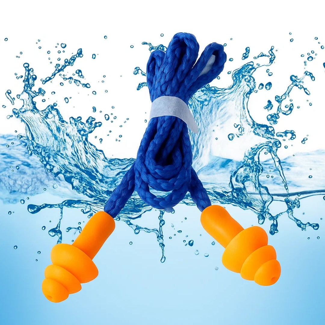 QuietCord | 10pcs Corded Silicone Earplugs – Noise Reduction – Soft Reusable Silicone – Hearing Protection At Work Sleep Study And Travel