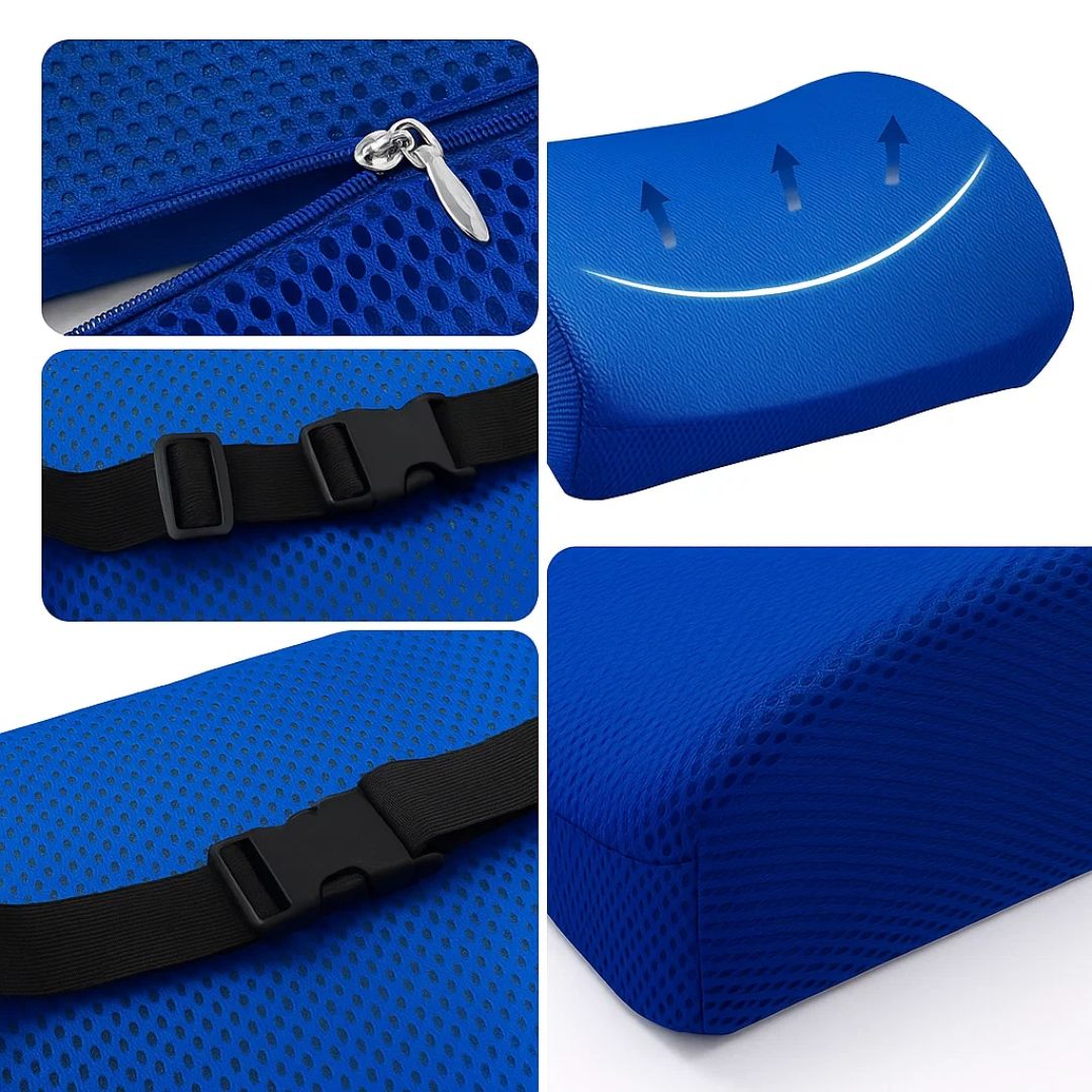 DriveEase | Car Lumbar Support Cushion – Memory Foam Relief – Breathable Mesh – Ideal for Commute & Long Drives