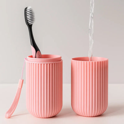 PackDental | Travel Toothbrush Case – Mouthwash Cup Included – Compact Dust‑proof Design – Hygienic Oral Care for Travel & Holidays