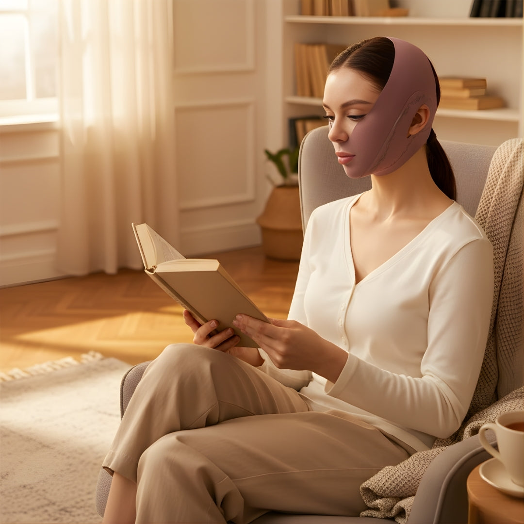 VContour | Face Slimming Strap – Jawline Sculpting – Breathable Stretch Fabric – Lifts Sagging Skin – Firms and Defines V-Line Face