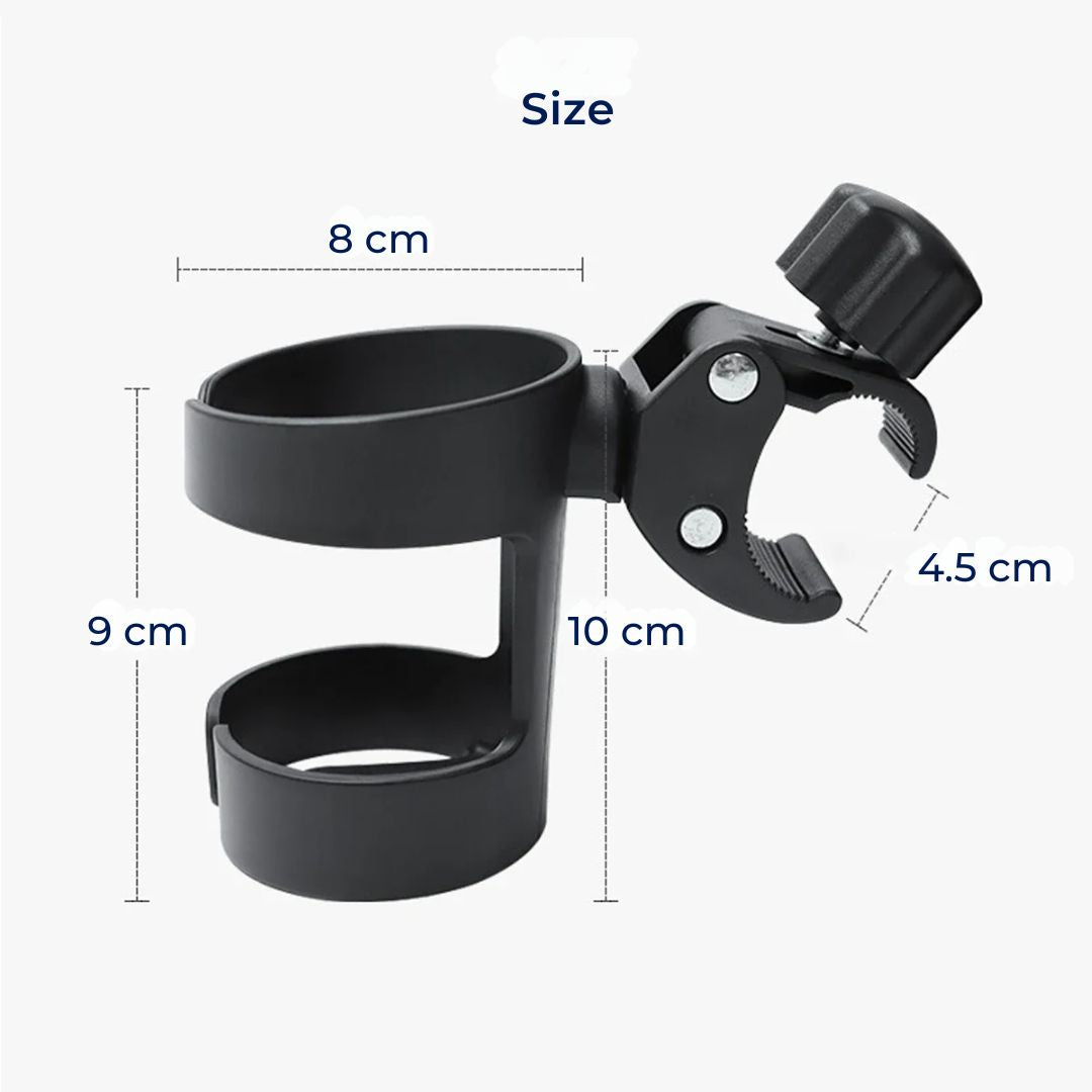 SipSecure | Universal Stroller Cup Holder – Adjustable Clamp – Secure Fit – Ideal for Parents on the Go