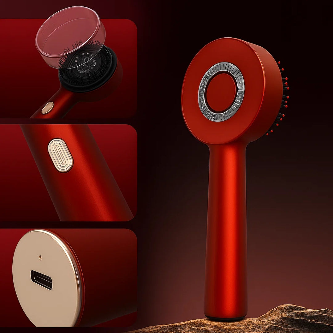 RootRevive | Hair Growth Scalp Massage Brush – Red-Light Therapy – Rechargeable Hand-Held – Boosts Density for Thinning Hair – ThickerGrowth