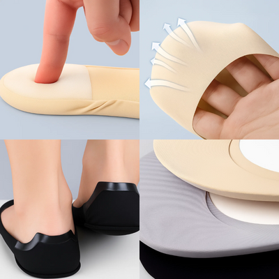 ComfyStride | No-Show Padded Socks – Shock Absorbing Comfort – Breathable Cotton Cushion – Anti-Slip Heel – Women All-Day Walking Relief