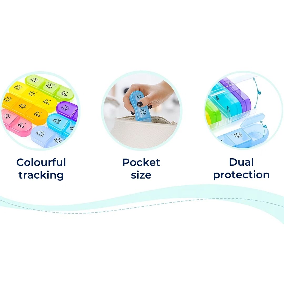 MediTrack | Weekly Pill Organizer – Improves Medication Adherence - Easy‑Open Large Compartments – BPA‑Free Durable – Travel & Seniors