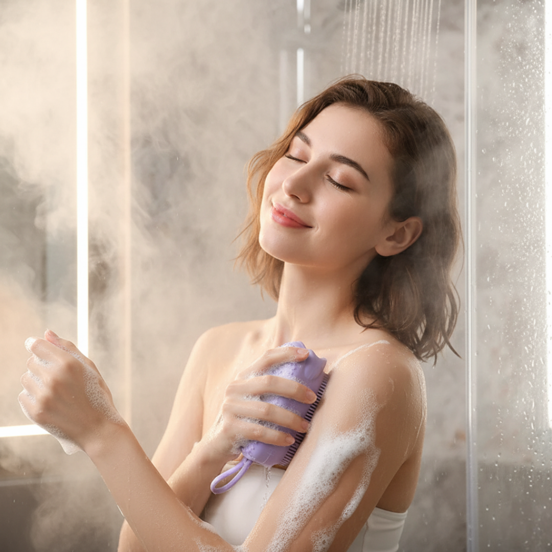 PureGlow | Silicone Body Scrubber – Hygienic Deep Exfoliation – Soft Fast-Dry Silicone – Gentle Massage – Sensitive Skin Daily Use