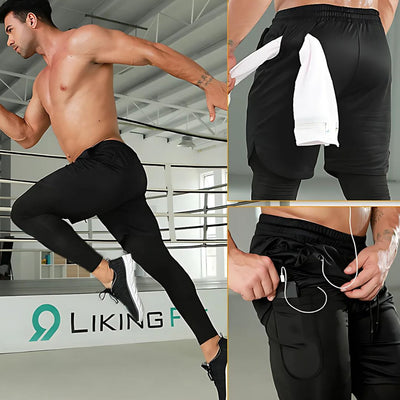 FlexStride | Men's 2-in-1 Running Shorts – Compression Support – Breathable Quick-Dry Fabric – Ideal for Gym & Fitness