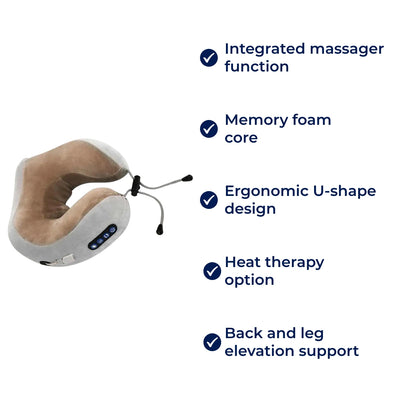 Eleviva | U-Shaped Neck Massager – Travel Pillow with Memory Foam – Elevation – Back Support – Snoring – Legs – Relaxation