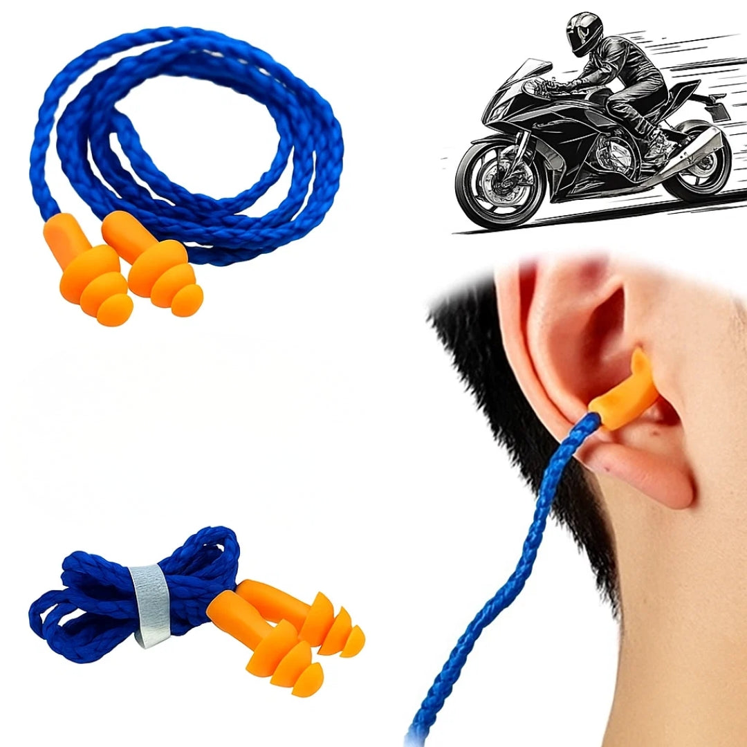 QuietCord | 10pcs Corded Silicone Earplugs – Noise Reduction – Soft Reusable Silicone – Hearing Protection At Work Sleep Study And Travel