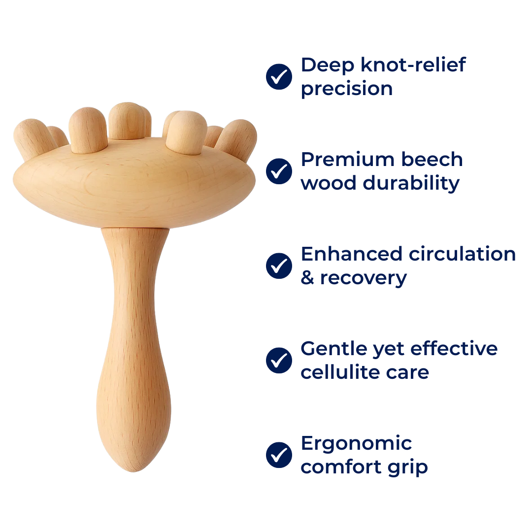 RelaxWood | Mushroom Massage Tool – Knot-Relief Booster – Durable Beech Wood – Improves Circulation – Gentle Cellulite Care – Home Relaxation