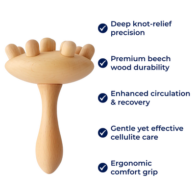 RelaxWood | Mushroom Massage Tool – Knot-Relief Booster – Durable Beech Wood – Improves Circulation – Gentle Cellulite Care – Home Relaxation