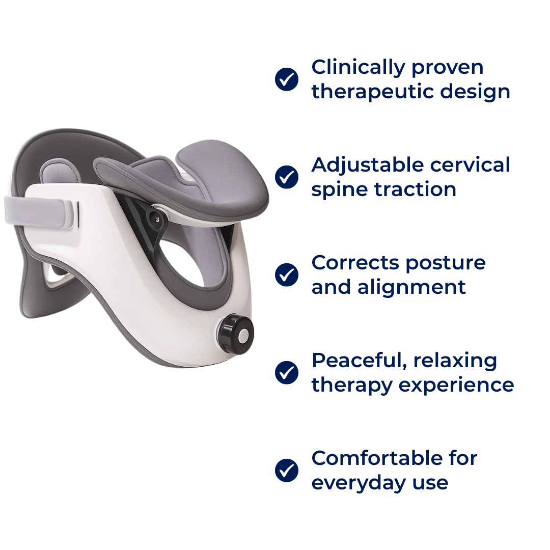 AlignRelief | Cervical Traction Collar – Instant Neck Pain Relief – Adjustable Inflatable Cushion – Improves Posture – Home & Office Use