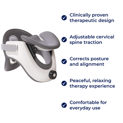 AlignRelief | Cervical Traction Collar – Instant Neck Pain Relief – Adjustable Inflatable Cushion – Improves Posture – Home & Office Use