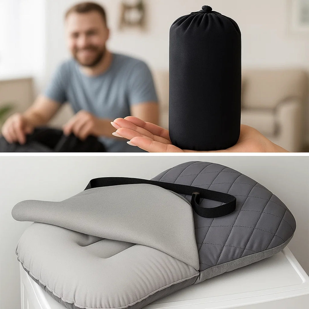 TravelEase | Travel Neck Pillow – Ergonomic Neck Support – Inflatable & Lightweight – Eases Neck Pain – Compact for Flights & Train