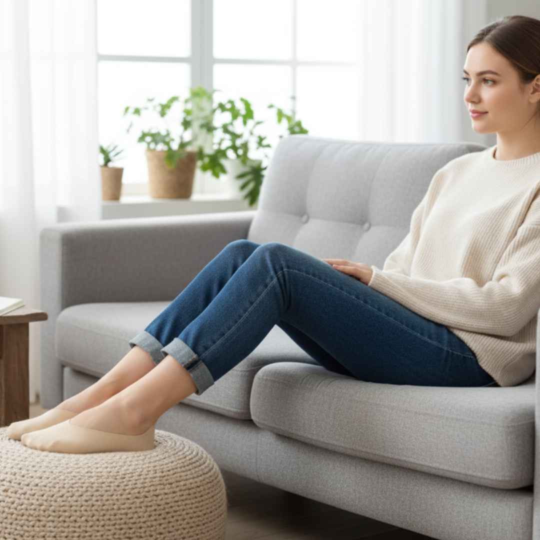 ComfyStride | No-Show Padded Socks – Shock Absorbing Comfort – Breathable Cotton Cushion – Anti-Slip Heel – Women All-Day Walking Relief