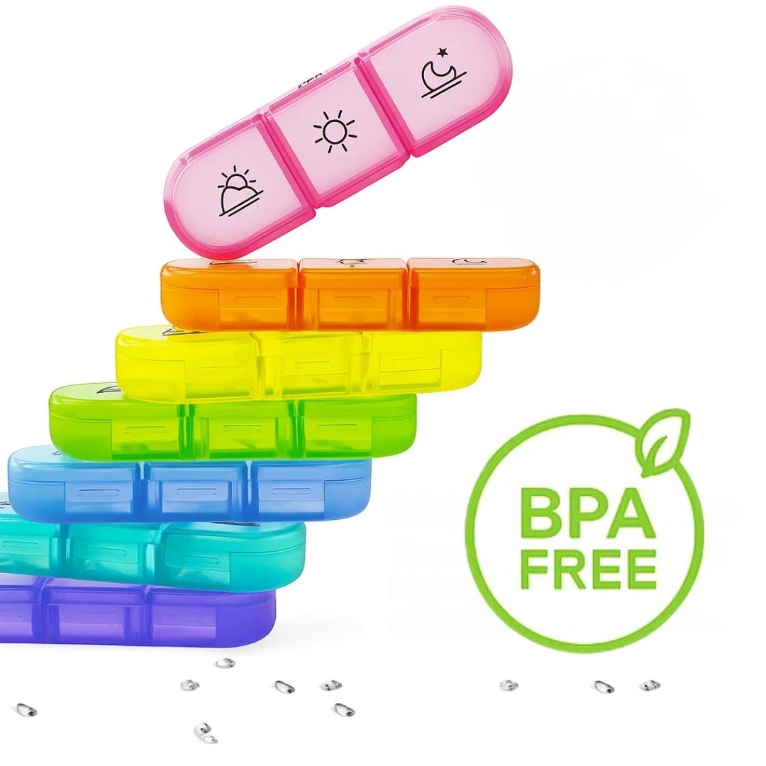 MediTrack | Weekly Pill Organizer – Improves Medication Adherence - Easy‑Open Large Compartments – BPA‑Free Durable – Travel & Seniors