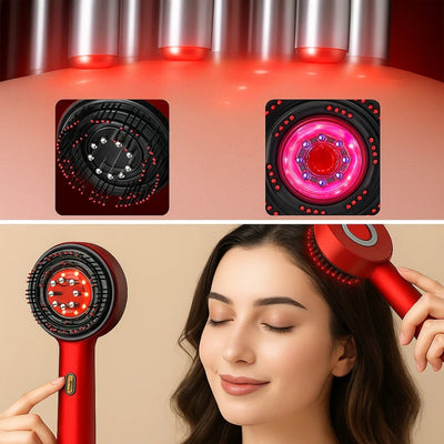 RootRevive | Hair Growth Scalp Massage Brush – Red-Light Therapy – Rechargeable Hand-Held – Boosts Density for Thinning Hair – ThickerGrowth