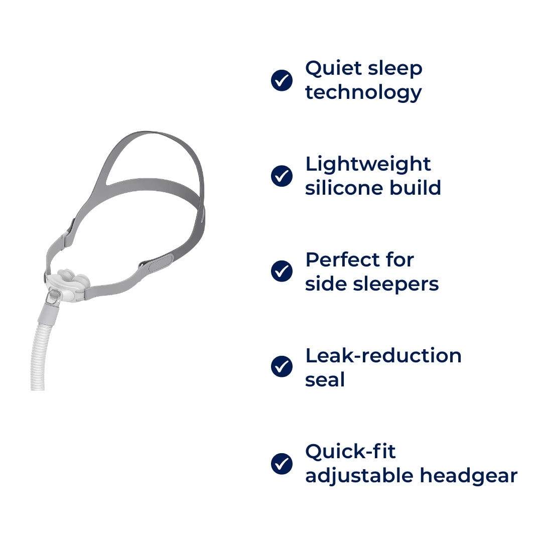 SilkenSleep CPAP Nasal Pillow Mask – Quiet Sleep – Lightweight Silicone – Side Sleepers Seeking Comfort – Reduces Leaks – Easy Breathing