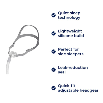 SilkenSleep CPAP Nasal Pillow Mask – Quiet Sleep – Lightweight Silicone – Side Sleepers Seeking Comfort – Reduces Leaks – Easy Breathing
